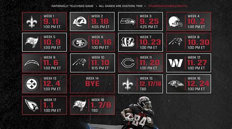 Description of Falcons Schedule 2022