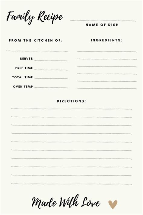 Family Recipe Template