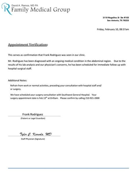 Family Medicine Doctor Note Template