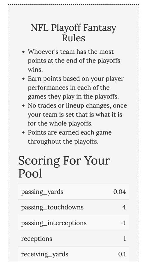 Fantasy Football Pool Template