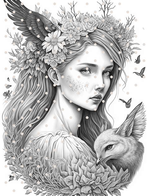 Fantasy Grayscale Coloring Pages