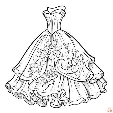 Fashion dress coloring pages for adults