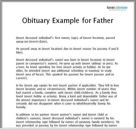 father obituary template