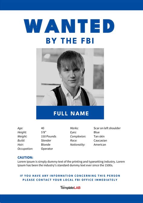 FBI Wanted Poster Template