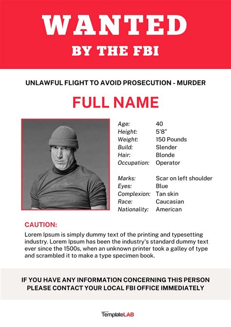 FBI Wanted Poster Template Customize