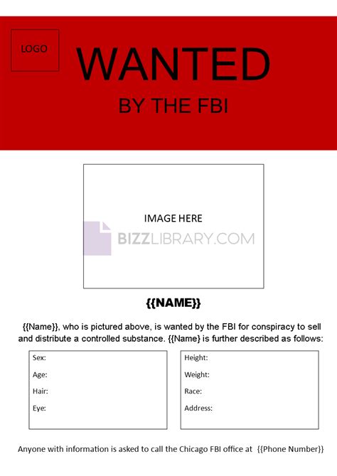 FBI Wanted Poster Template Ideas