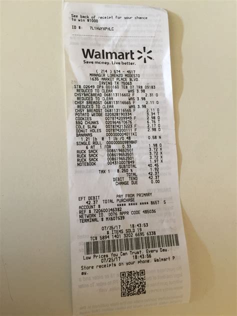 Features of Walmart Receipt Template