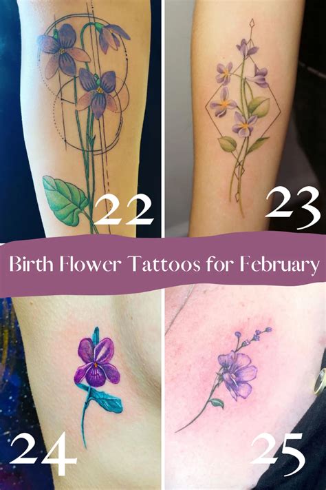 February birth flower tattoos designs and variations