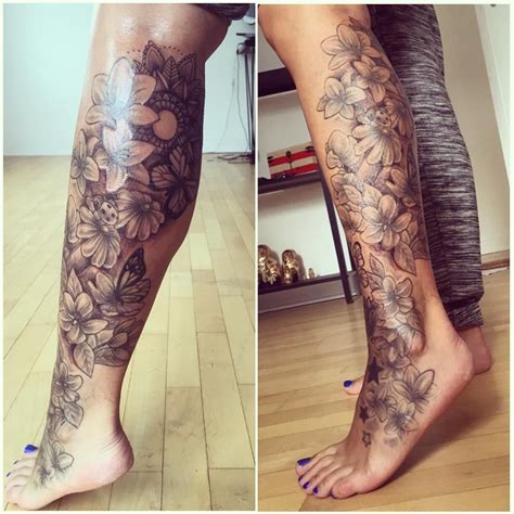 Female leg tattoo design