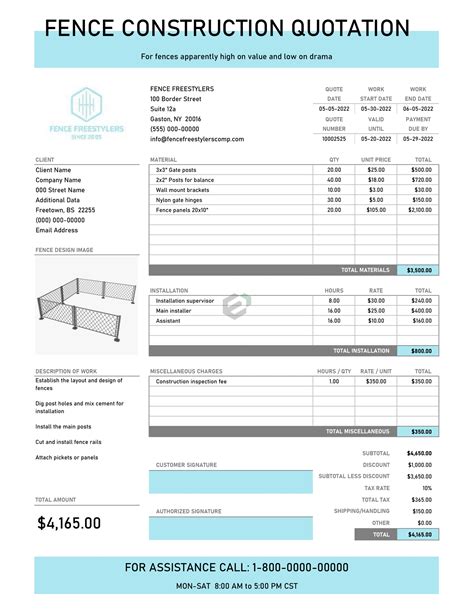 Fence Quote Template Example