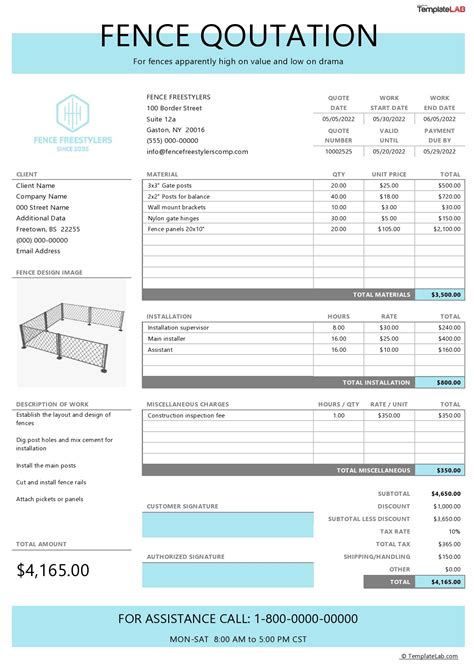 Fence Quote Template Sample