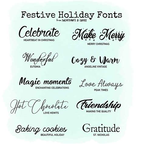 Festive fonts and colors