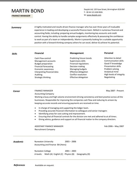 Finance Resume Template Google Docs