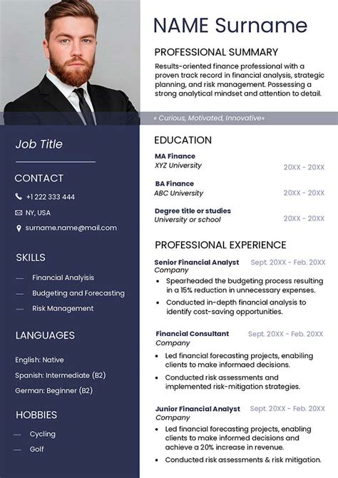 Finance Resume Template Word