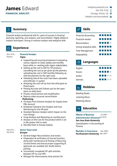 Financial Analyst Resume Template