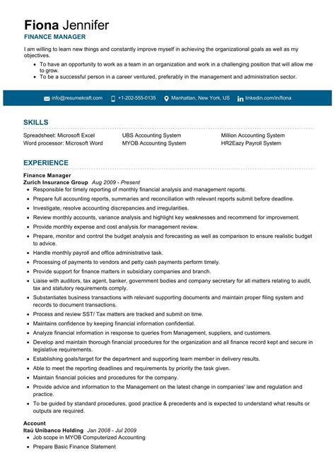 Financial Manager Resume Template