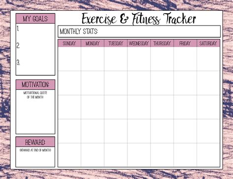 Fitness Goal Quarterly Calendars