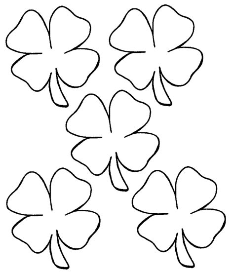 Five clover coloring pages for kids and adults