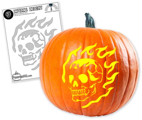 Flaming Skull Pumpkin