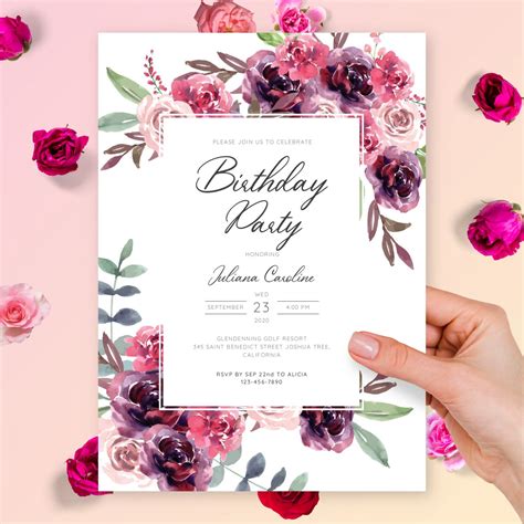 Floral Birthday Invitation