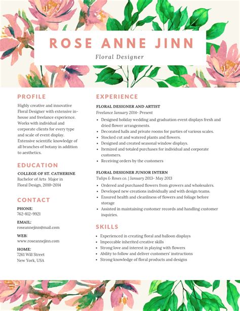 Floral Resume Template 10