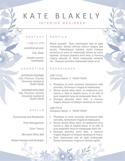 Floral Resume Template 8