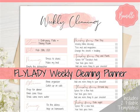 Fly Lady Weekly Plan