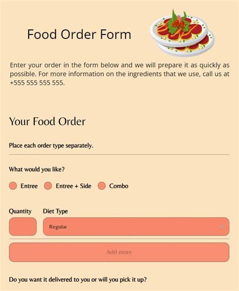 Food Drive Order Form Template