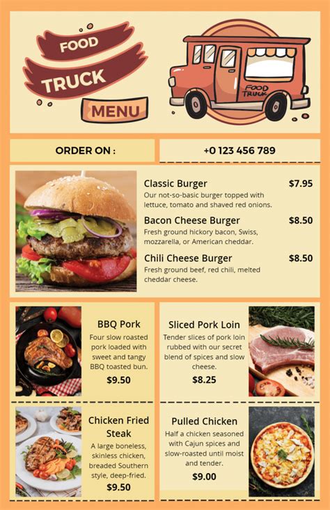 Food Truck Menu Template Creation