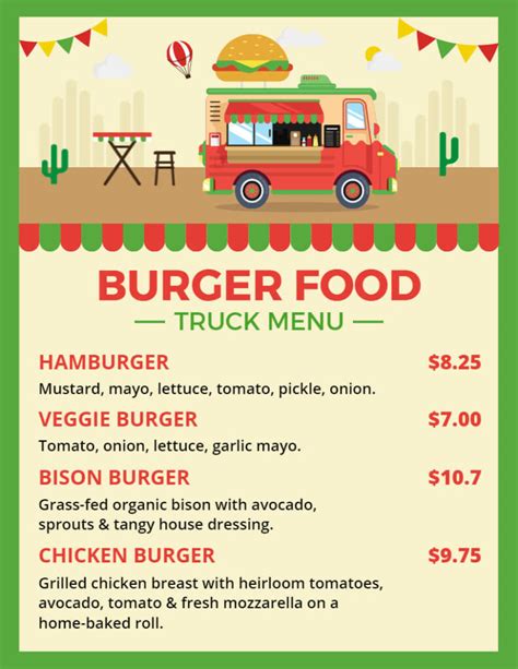 Food Truck Menu Template Software