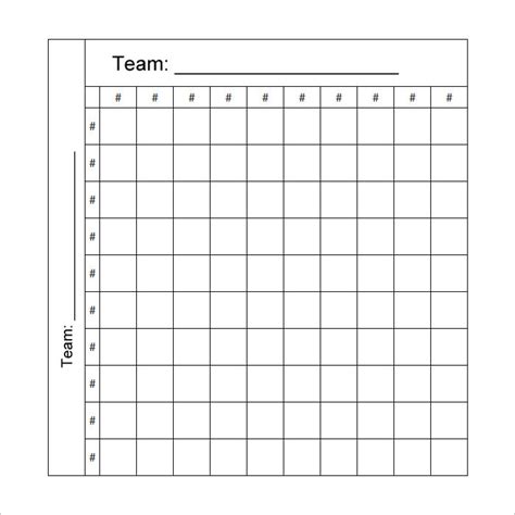 Football pool grid template