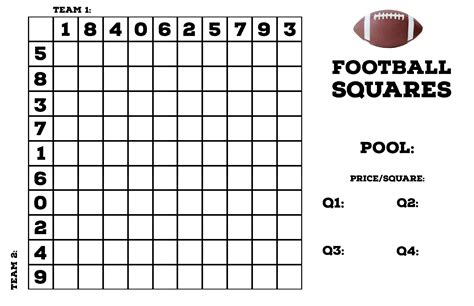 Football Square Pool Templates Design