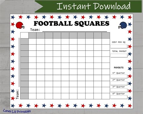 Football Squares Printable