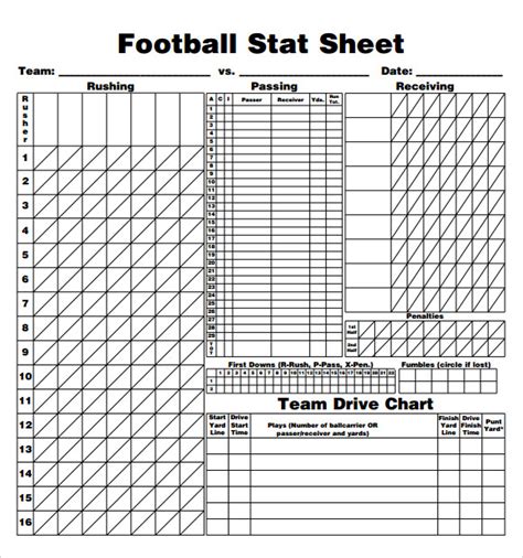 Football Stat Sheet Printable