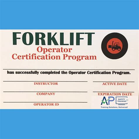 Forklift certification card template