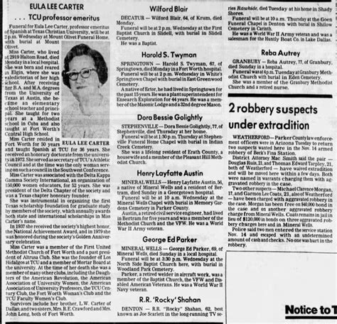 Fort Worth Star Telegram Obituary