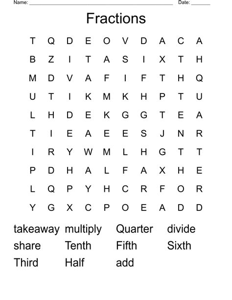 Fraction Word Search