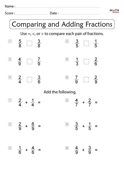 Fraction worksheets for 4th grade