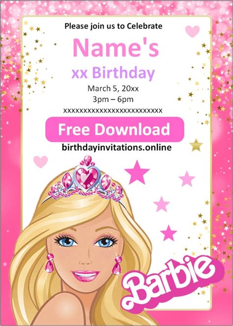 Free Barbie Birthday Invitation Templates