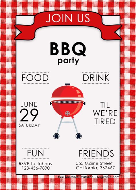 Free BBQ invitation templates for family BBQ