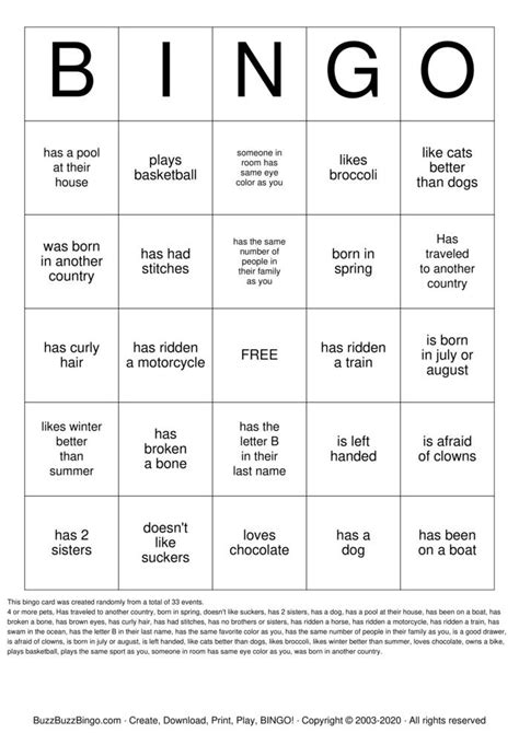 Free Bingo Cards for Social Events