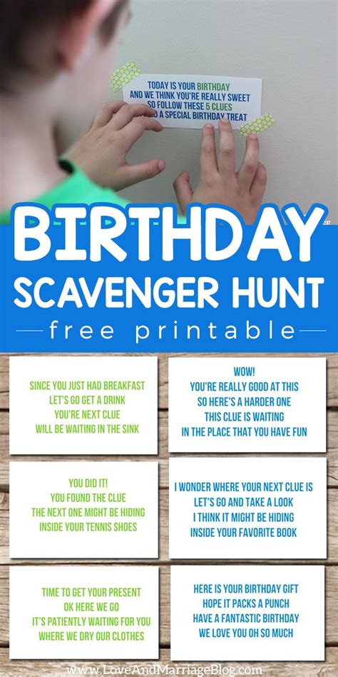 Free Birthday Scavenger Hunt Printables