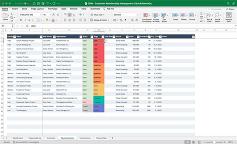 Free Excel CRM Template 5