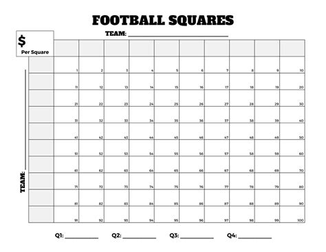 Free Football Squares Templates