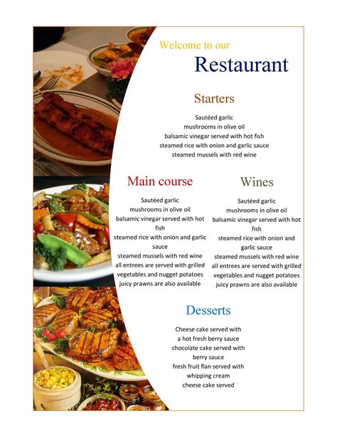 Free Menu Templates Download