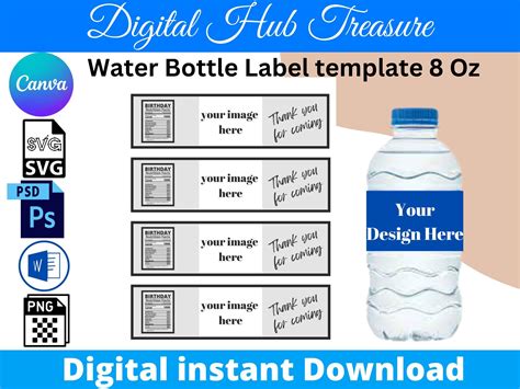 Free mini water bottle label templates