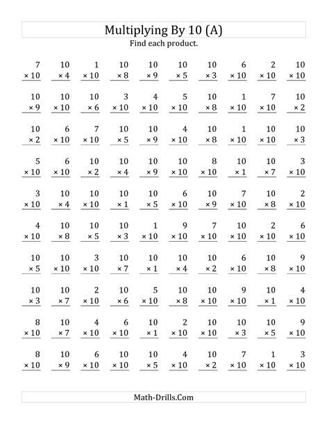 Free multiplication worksheets for download