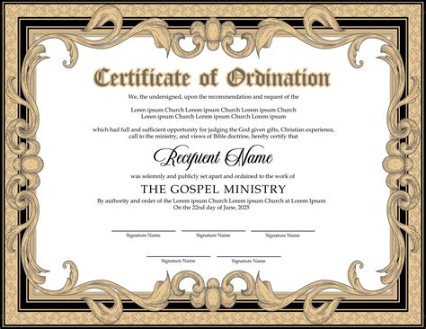 Free Ordination Certificate Templates