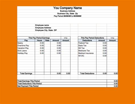 Free Pay Stub Template Excel Download