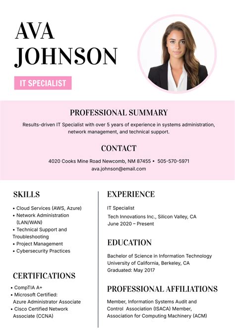 Free Pink Resume Template Download